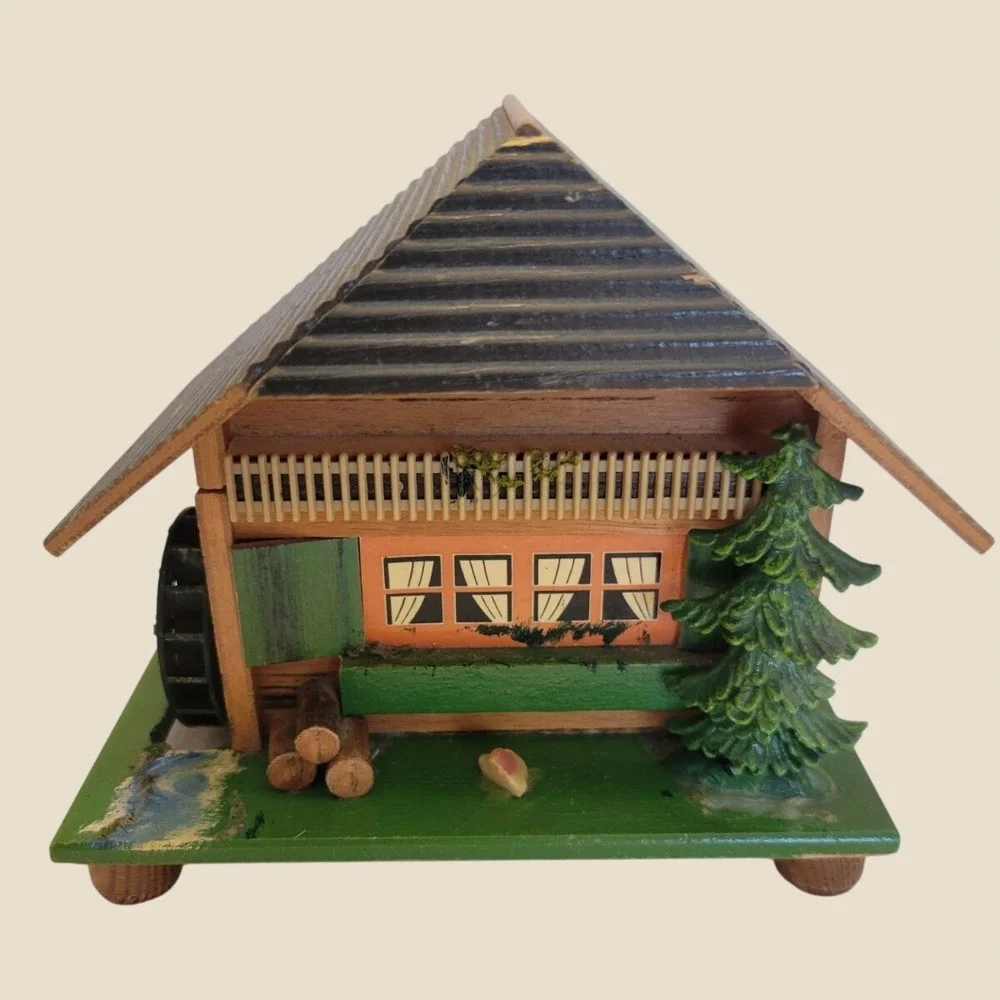 MAPSA Swiss Chalet Music Box Vintage Alpine Cabin Jewelry Box Wood Dr Schiwago